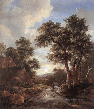  Isaakszoon Oil Painting - Sunrise In A Wood landscape Jacob Isaakszoon van Ruisdael